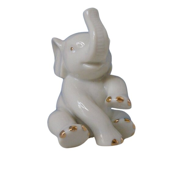 Lenox Small Baby Elephant Porcelain Figurine 24kt Gold Trimmed 2.75 Inches Tall - Picture 1 of 9